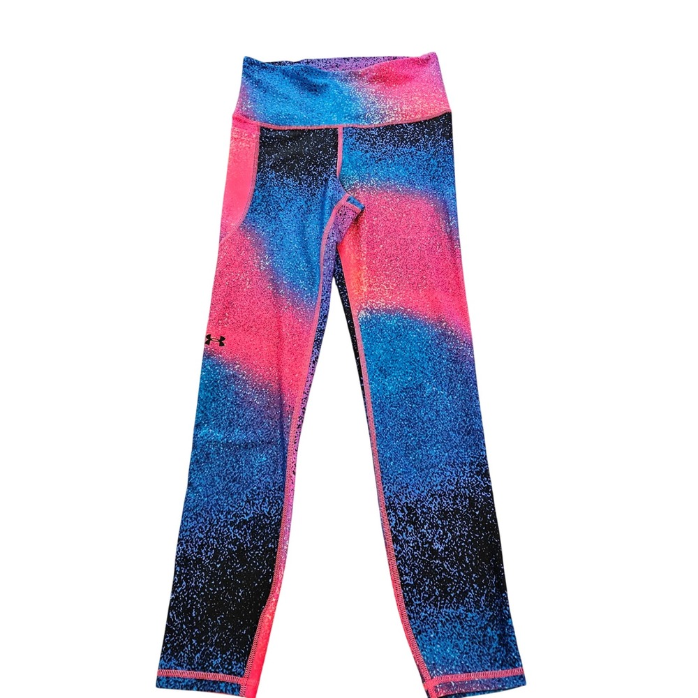 Under Armour HeatGear Compression Leggings‎ Small Pink Blue Galaxy Space Dye AOP